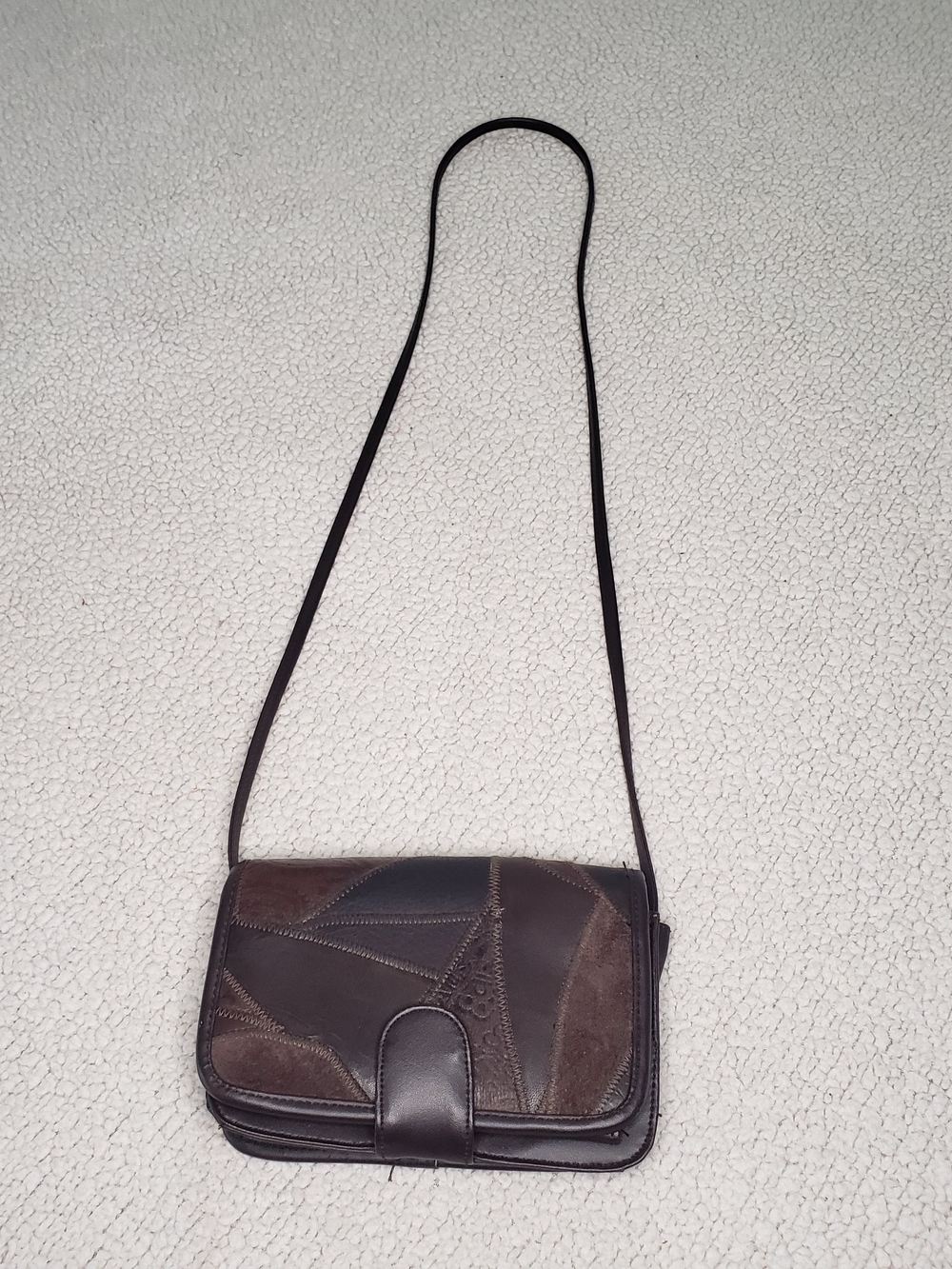 VTG MITZI Brown Patchwork Leather Crossbody Bag Purse | Small